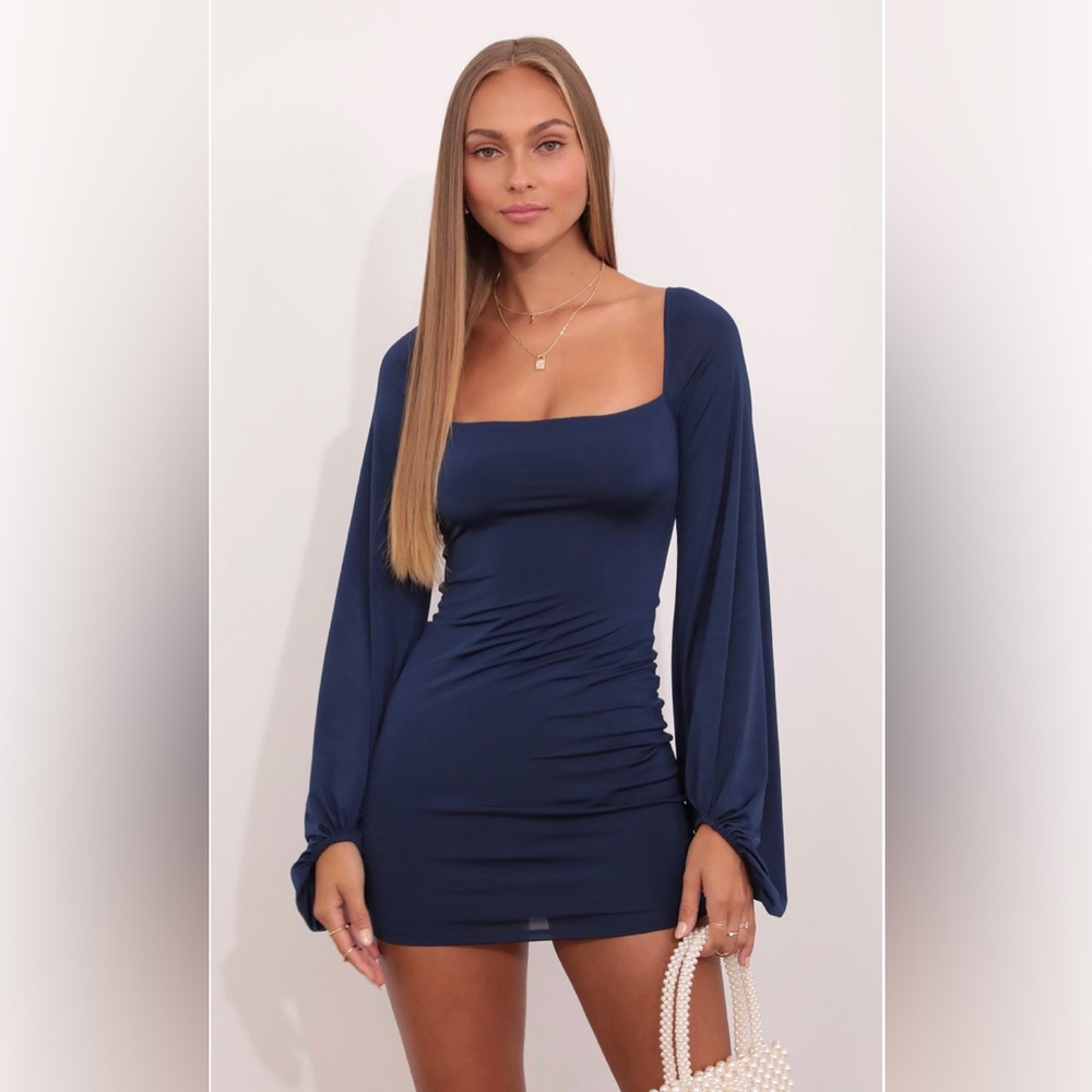 Lucy In The Sky Navy Long Sleeve Shantelle Mini Dress